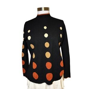 Leo & Ugo Paris Black Polka Dot Mock Neck Sweater Earth Tones Size 4